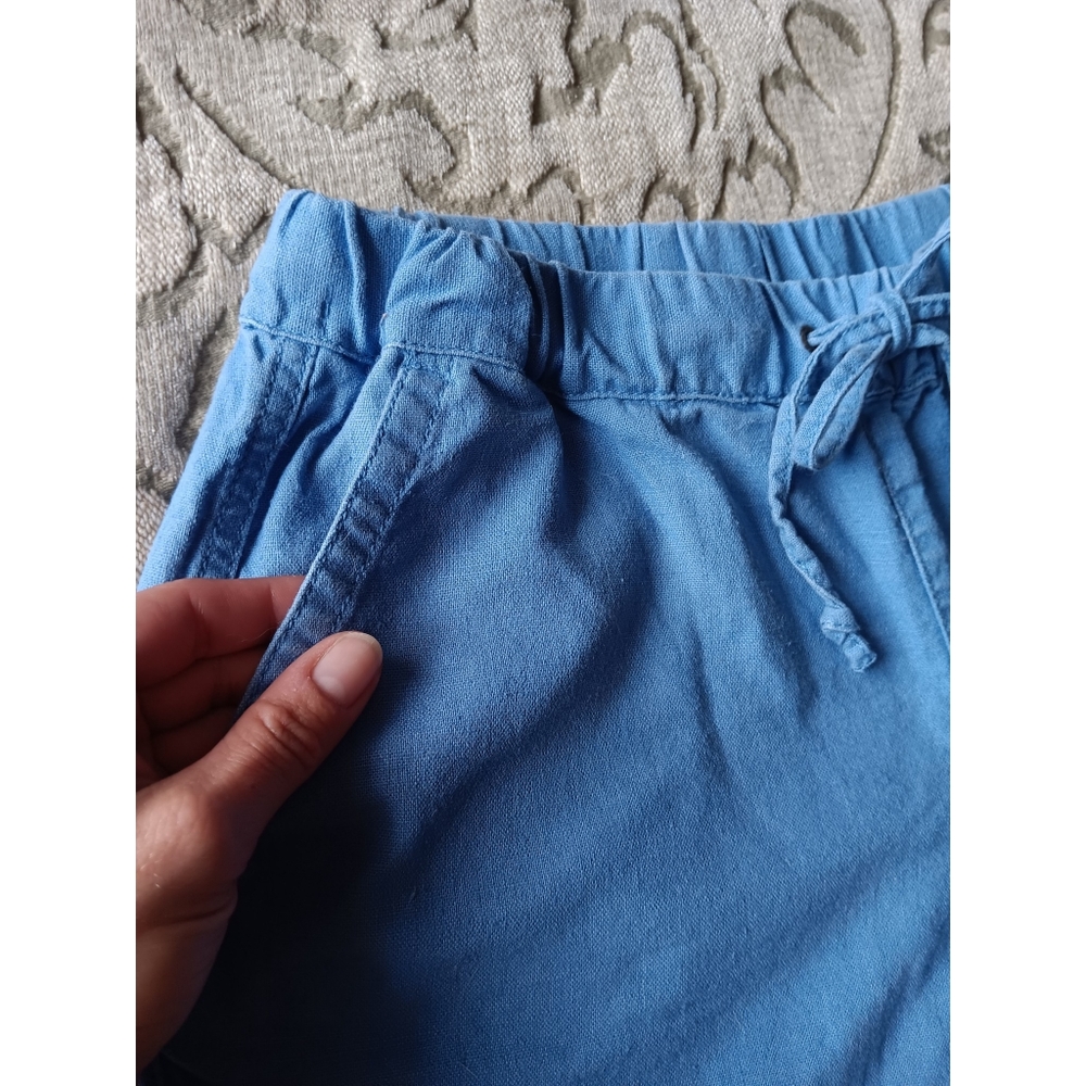 J. Crew Pom-pom Blue Linen Shorts - Picture 3 of 7